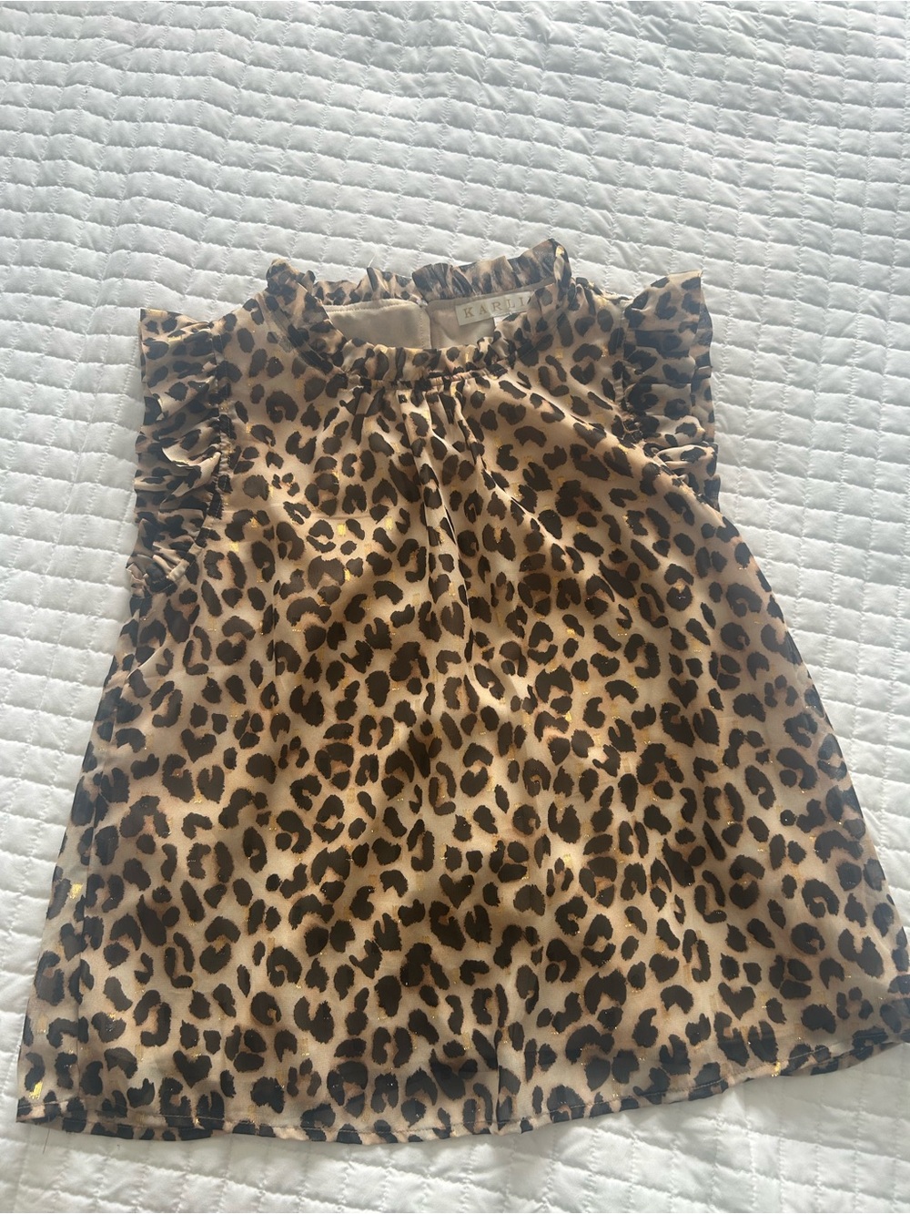 Karlie Leopard Print Ruffle Blouse - Tan & Black